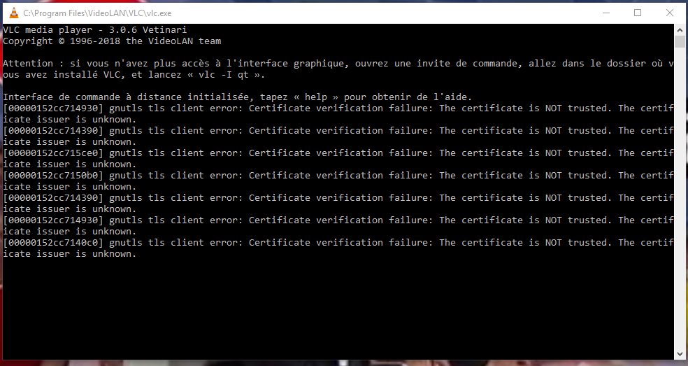 console log de VLC